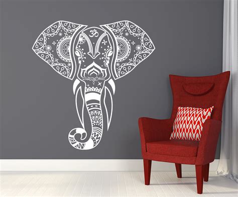 Mandala Elephant Wall Decals Hippie Decal Yoga Vinyl