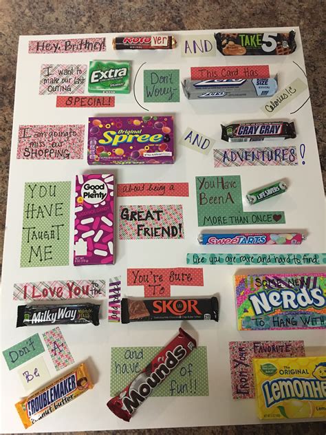 A truly touching going away gift, this frame will remind them of the friends they left behind. Going-Away Candy Card | Candy cards, Candy, Cards