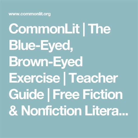The Blue Eyed Brown Eyed Exercise With Images 8th Grade Reading Teacher Guides English