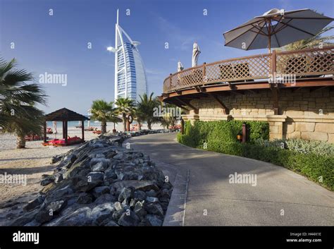 United Arab Emirates Dubai Burj Al Arab Beach Promenade Stock Photo