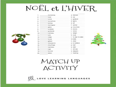 French Noël Match Up Activities French Christmas Worksheets Homeschool