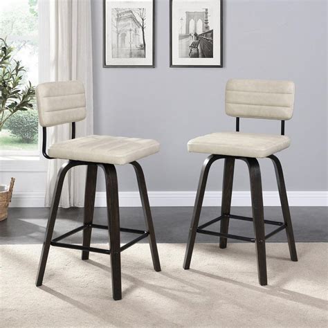 Hausfame 358 In Height Upholstery Low Back Bentwood Frame Swivel Counter Height Bar Stool With