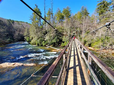Swinging Bridge Over The Toccoa River In Cherry Log On The