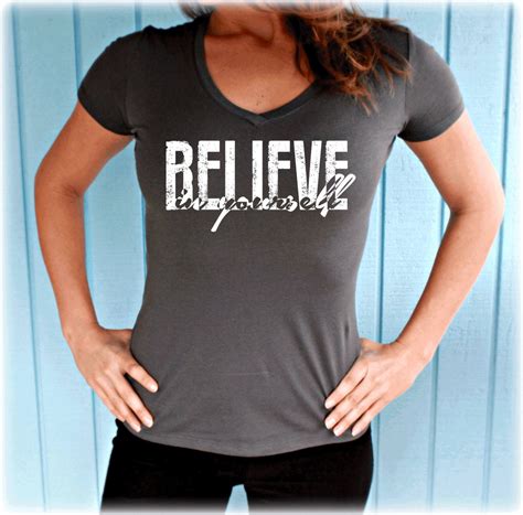 Believe In Yourself Inspirational Womens Sporty V Neck T Shirt