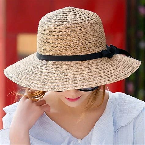 Floppy Womens Straw Hat Beach Summer Hat Wide Brim Summer Fashion