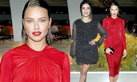 Adriana Lima Dazzles In Red While Lucy Hale Opts For Monochrome Front