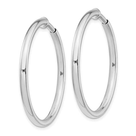 925 Sterling Silver 25x30mm Non Pierced Clip On Hoop Earrings Ear