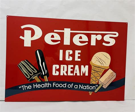 Peters Red Ice Cream Tin Metal Sign Nostalgia Highway