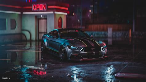 Ford Mustang Gt Neon Harmony 4k Wallpaperhd Cars Wallpapers4k
