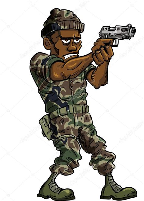 Soldat De Dessin Animé Avec Un Pistolet — Image Vectorielle Antonbrand