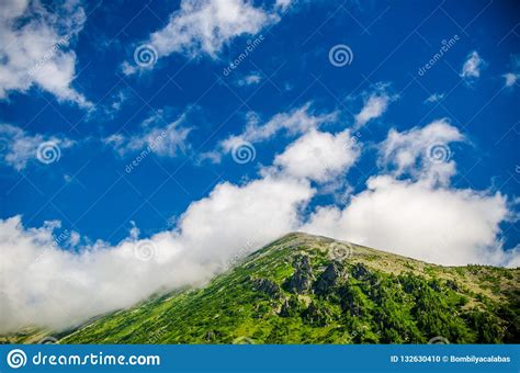 Mountain Landscape Deciduous Forest Cloud On Top Morning Light Stock