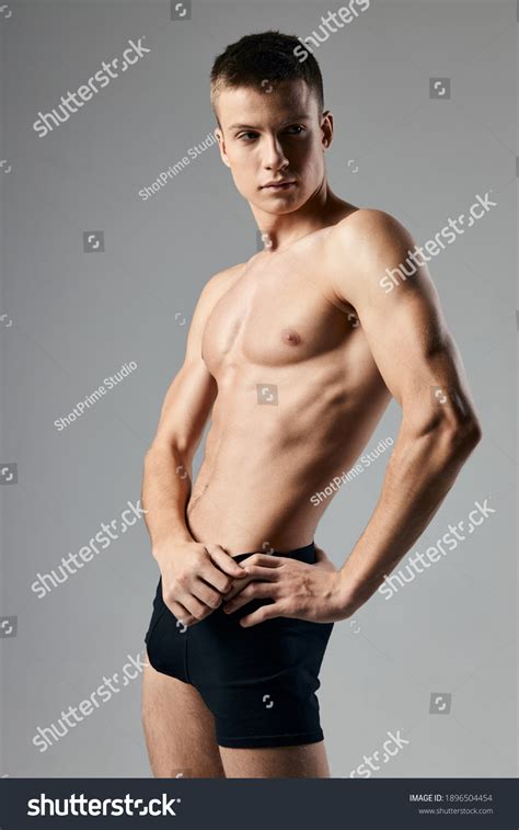 Sexy Guy Athlete Naked Torso Bodybuilder Stock Foto 1896504454