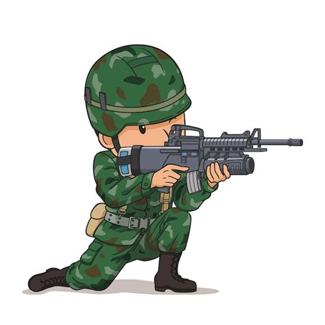 Premium Vector Cartoon Character Of Soldier Pointing A Gun