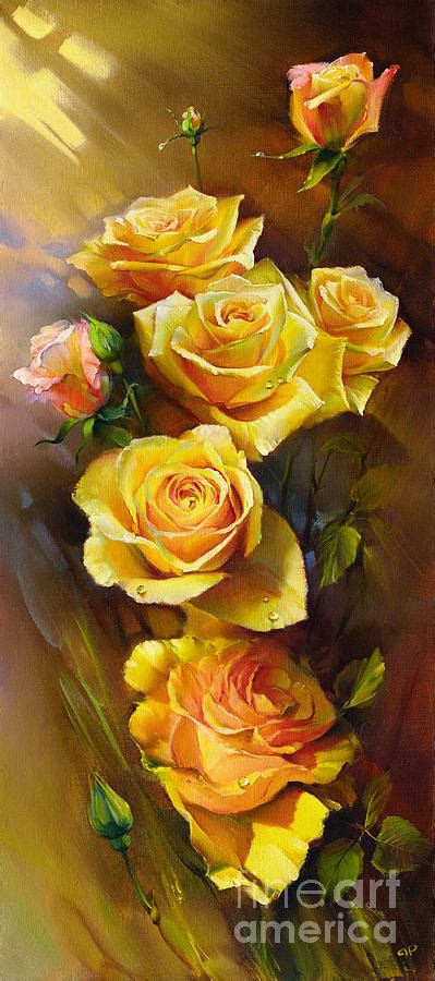 Yellow Roses Painting By Roman Romanov