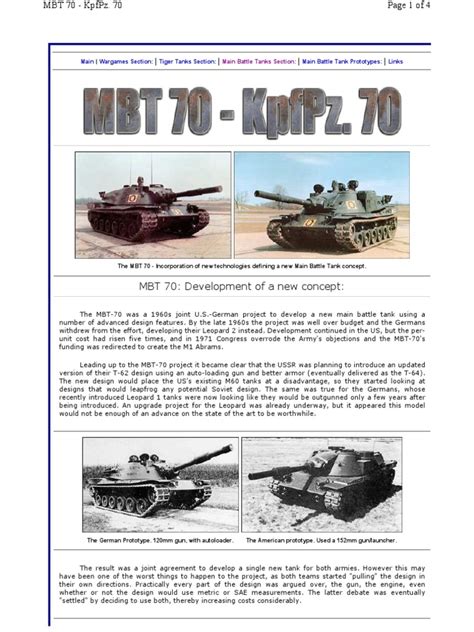 Mbt 70 Experimental Main Battle Tank Armoured Fighting Vehicles