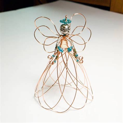 Majestic Handcrafted Copper Wire Hanging Or Standing Angel Ornament