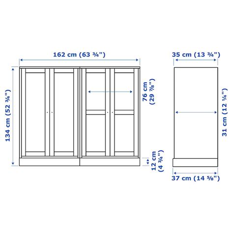 Havsta Storage Combination W Glass Doors White 162x37x134 Cm Ikea