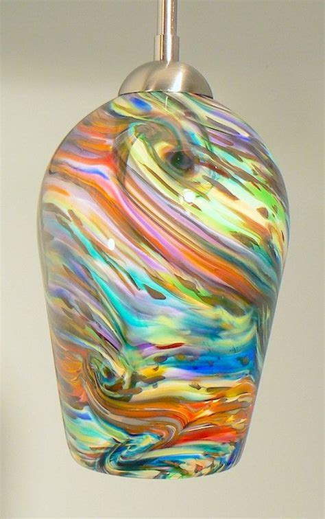 Hand Blown Pendant Light In A Rainbow Of Colors Blown Glass Pendant Light Glass Pendant