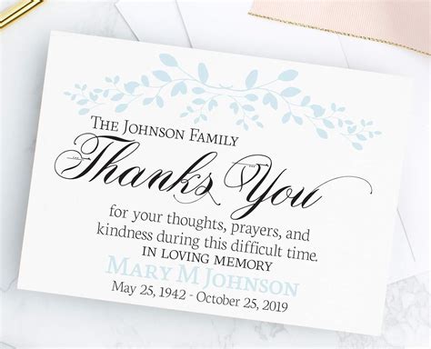 Funeral Thank You Cards Personalized Rafa