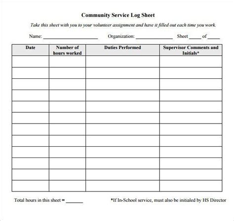 28 Community Service Hours Form Template In 2020 With Images