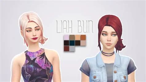 Whoohoosimblr Liah Bun Hair Recolored Sims 4 Hairs