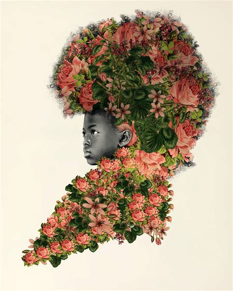 Digitally Altered Portraits Superimposed With Flowers Antique Patterns
