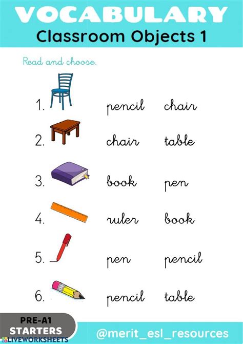 School Objects Read And Choose Worksheet Ingles Para Preescolar