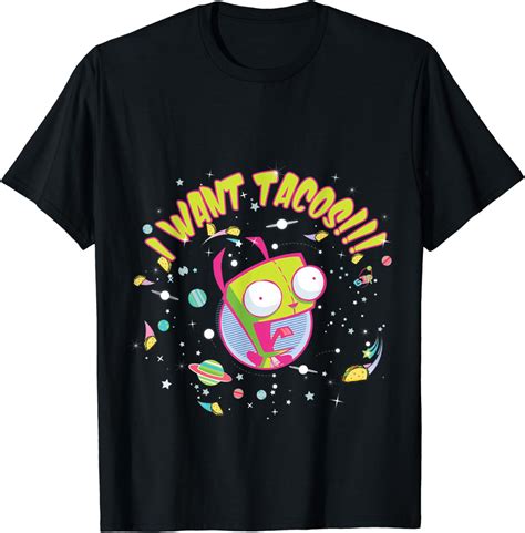 Invader Zim Gir I Want Tacos Festive Text T Shirt Clothing