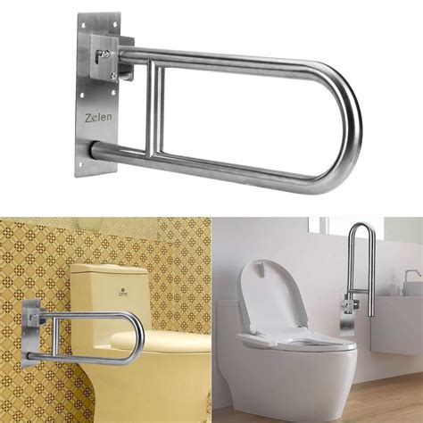Buy Flip Up Grab Bars Handicap Toilet Rails Grab Bars For Bathroom Elderly Toilet Handles Safety