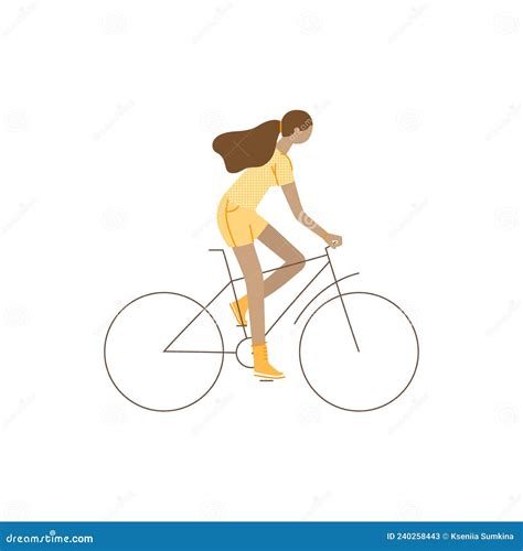 Teenage Girl Riding Bicycle Illustration On White Stock Vector Illustration Of Active Healthy