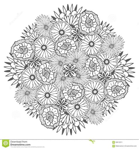 Unique Vector Mandala With Flowers Ornamental Round