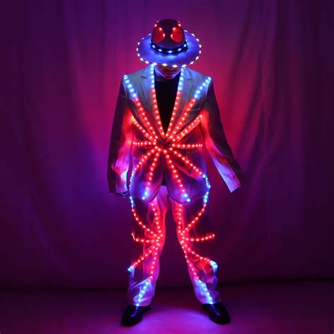 Full Color Led Suit Costumes Clothes Lights Luminous Stage Dance Performance Show Dress Growing