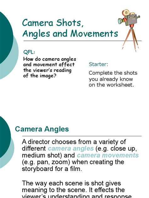 Camera Shotsangles And Movementspdf Camera Digital And Social Media