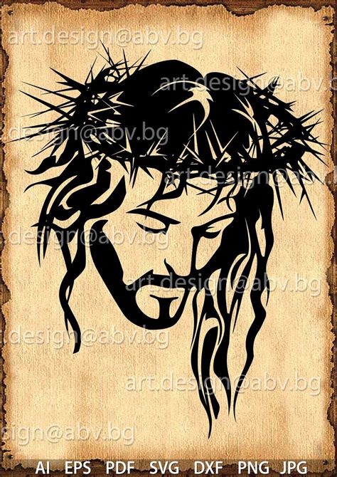 Vector Jesus Head With Crown Of Thorns Ai Eps Pdf Svg Etsy Jesus