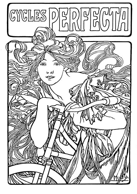 Cycles Perfecta Alfons Mucha Art Nouveau Coloring Pages For Adults My Xxx Hot Girl