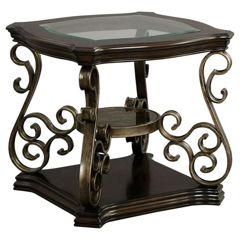 standard furniture seville rectangle wood and glass top end table