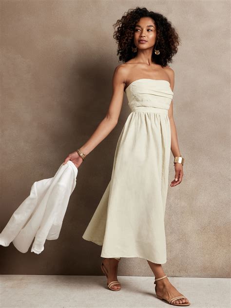 Linen Midi Dress Banana Republic Factory