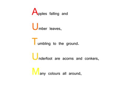 Autumn Acrostic Poem By Choralsongster Teaching Resources Tes