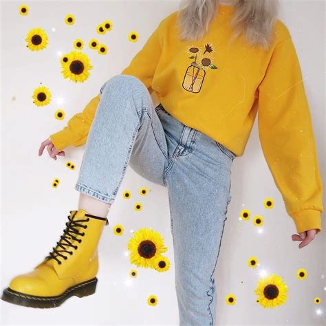 Sunflower Golden Yellow Sweatshirt Aesthetic Clothes Artsy Outfit