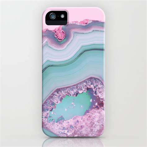 Sea Blue And Pink Agate Iphone Case By Cafelab Pink Agate Blue Sea