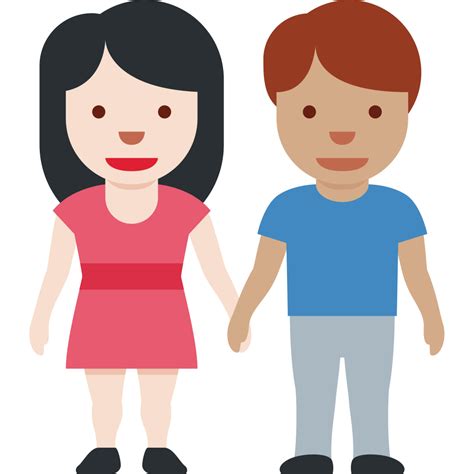 👩🏻‍🤝‍👨🏽 Femme Et Homme Se Tenant La Main Peau Claire Et Peau Légèrement Mate Emoji