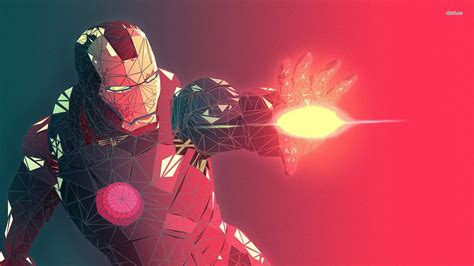 Low Poly Superhero Iron Man Digital Art Artwork Fan Art Red