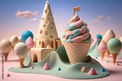 Ice Cream Fairy Tale Ice Cream Land Fairy Tale Town And Landscape