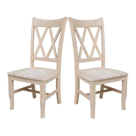 International Concepts Unfinished Wood Double X Back Dining Chair Set