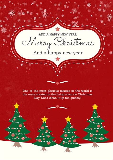 Printable Christmas Card Red Non Photo Christmas Card That Etsy