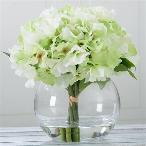 Pure Garden Hydrangea Arrangement In Glass Vase And Reviews Wayfairca