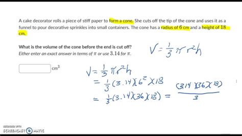 Volume Of Cylinders Spheres And Cones Word Problems Ka Youtube