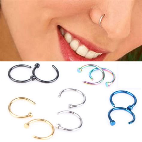 Lnrrabc 1 Piece Cool Stainless Steel Nose Open Hoop Ring Earring Body