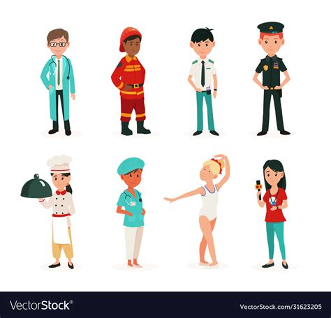 Children In Clothes Different Professions Vector Image