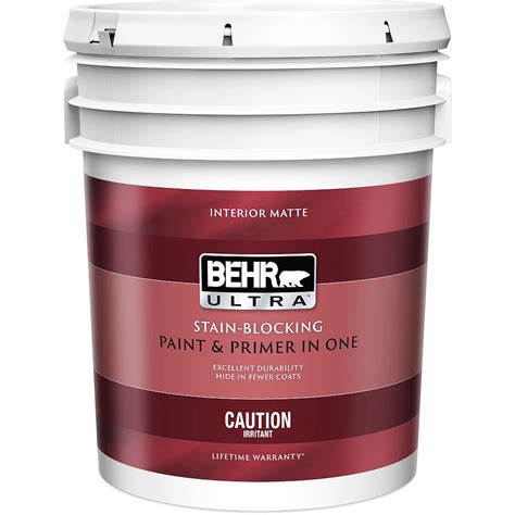 Behr Ultra Interior Matte Paint And Primer In One Ultra Pure White 18